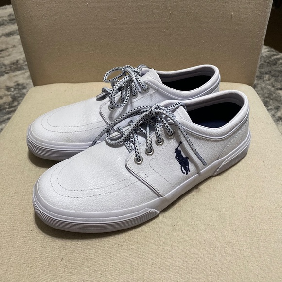 Ralph Lauren Shoes - Ralph Lauren Mens faxon low blue & white lace up shoes size 8 men's cow leather